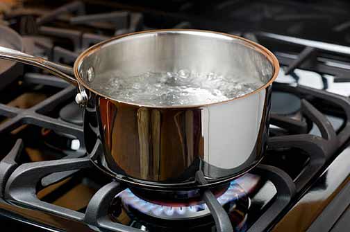 a pot of boiling water.