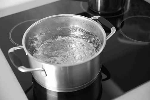 a pot of boiling water.