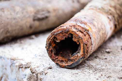 an older home with corroded pipes