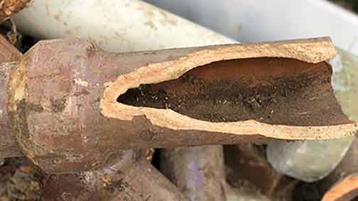 damaged sewer pipe