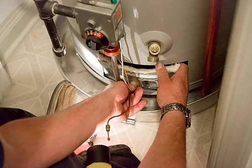 an emergency water heater repair in progress.