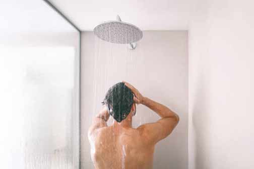 a man showering.