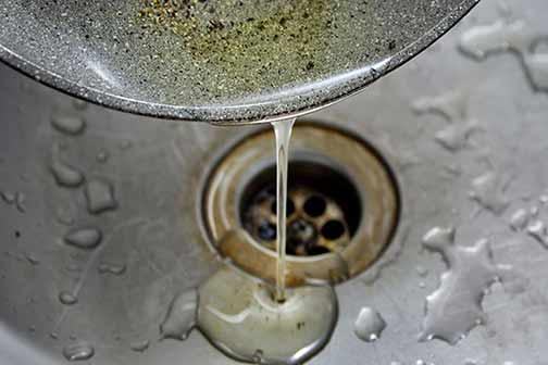 a person pouring grease down their drain