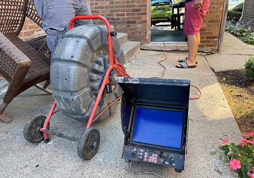 a sewer camera inspection taking place.