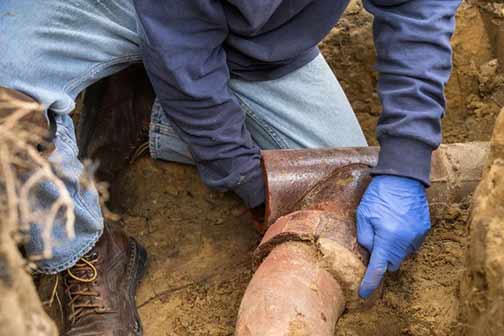 a man maintaining his sewer line