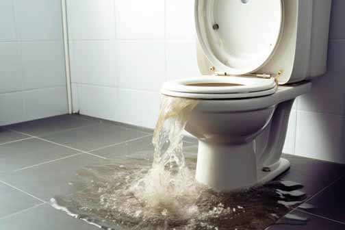an overflowing toilet.