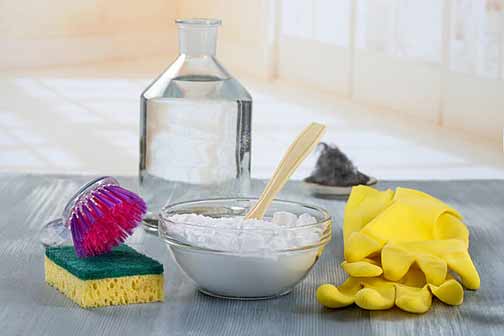 vinegar and baking soda to remove rust and limescale.